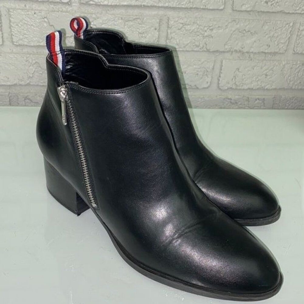 Tommy Hilfiger Ruthee Women Black Block Heel Ankle Booties Size 10M
